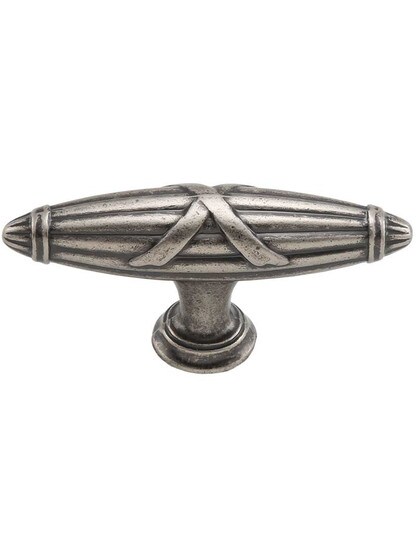 Delphi Ribbon and Reed T-Pull - 2 3/4 inch in Antique Pewter.